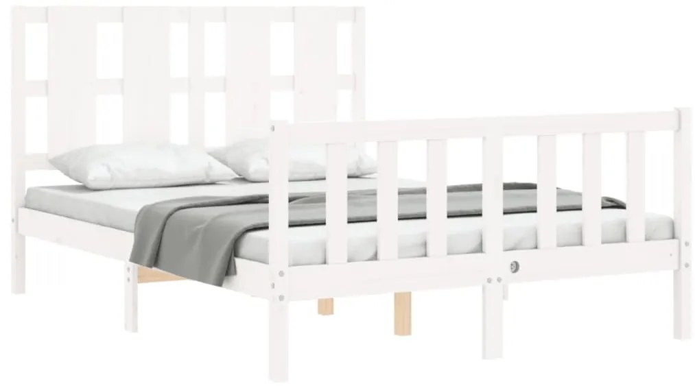 Cama sem colchão 140x200 cm madeira de pinho maciça branco