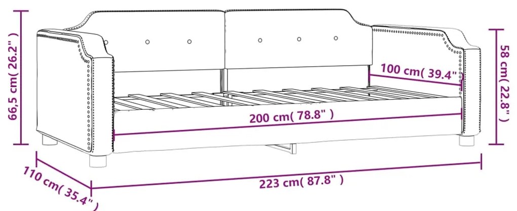 Sofá-cama 100x200 cm tecido cinzento-claro