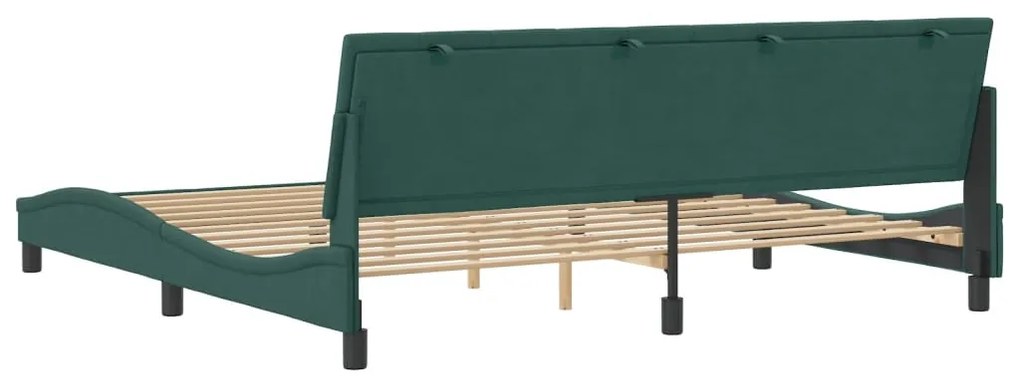 Estrutura de cama sem colchão 200x200 cm veludo verde-escuro