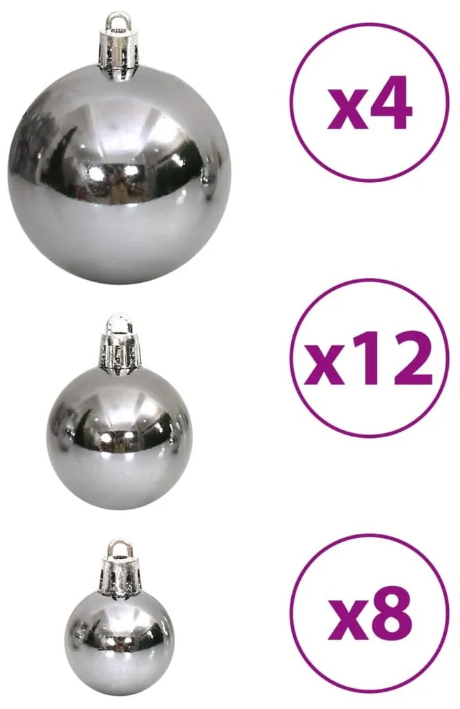Enfeites de Natal 100 pcs 3 / 4 / 6 cm cinzento