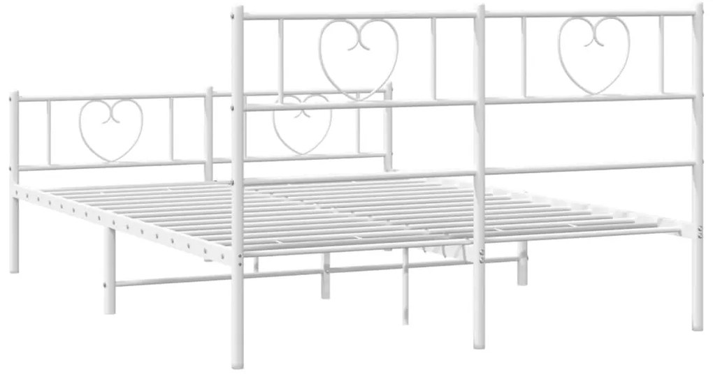 Estrutura de cama com cabeceira e pés 140x190 cm metal branco