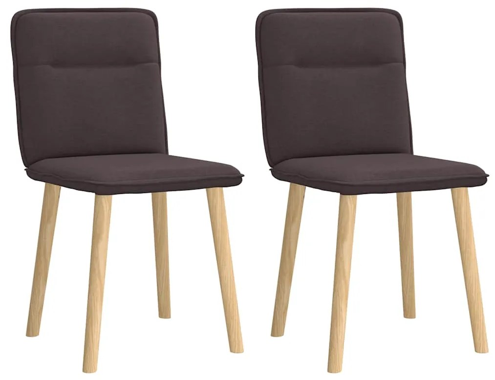 Cadeiras de jantar 2 pcs tecido castanho-escuro