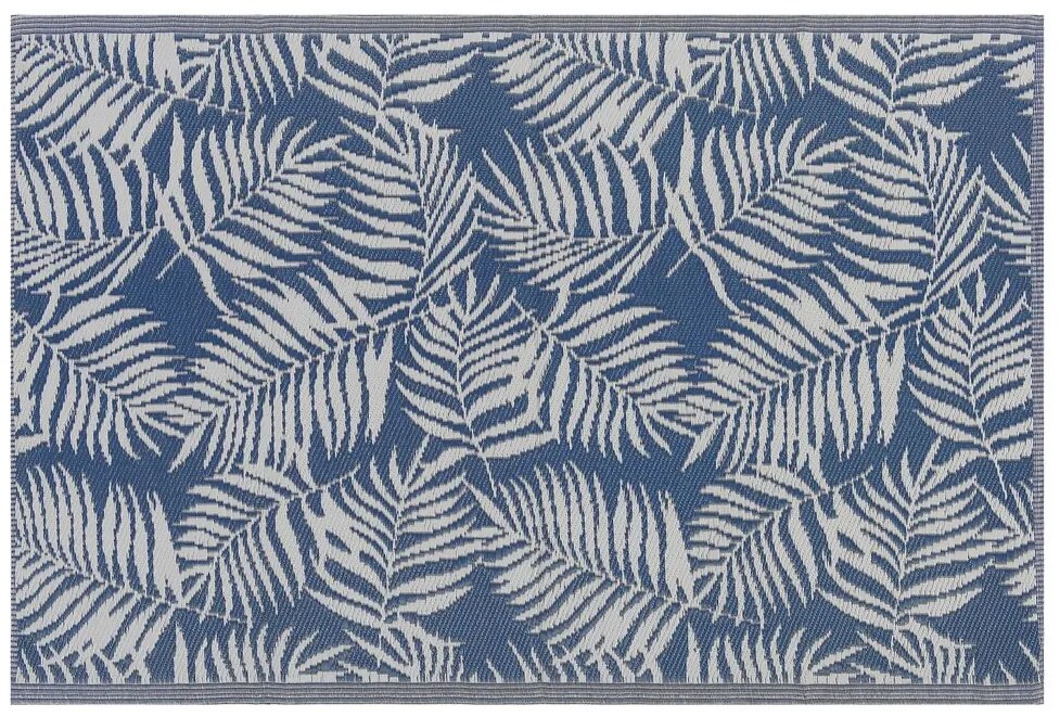 Tapete de exterior com padrão de folhas de palmeira azul 120 x 180 cm KOTA Beliani