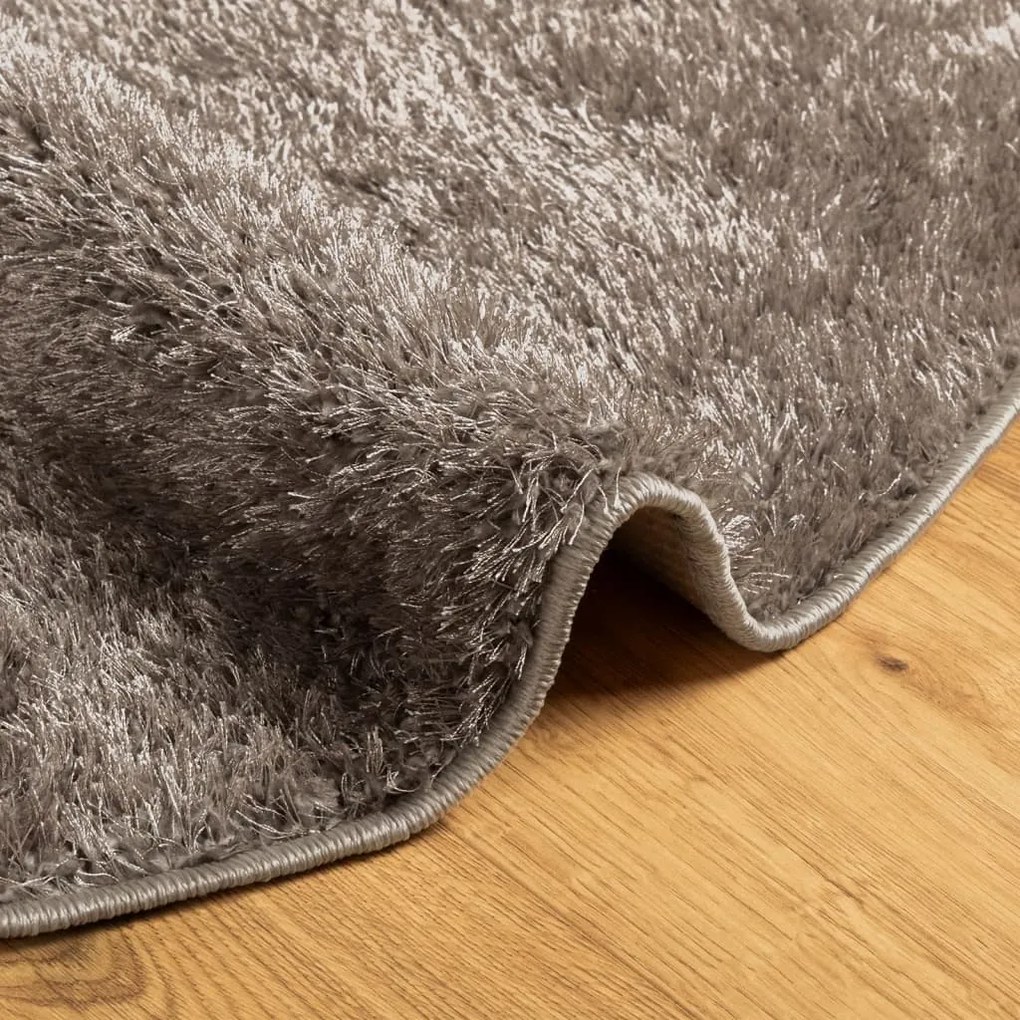 Tapete de pelo alto com aspeto brilhante ISTAN Ø160cm cinzento
