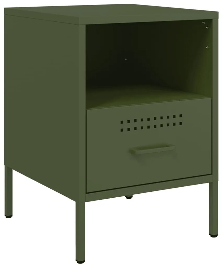 Mesas de cabeceira 2 pcs 36x39x50,5 cm aço verde azeitona