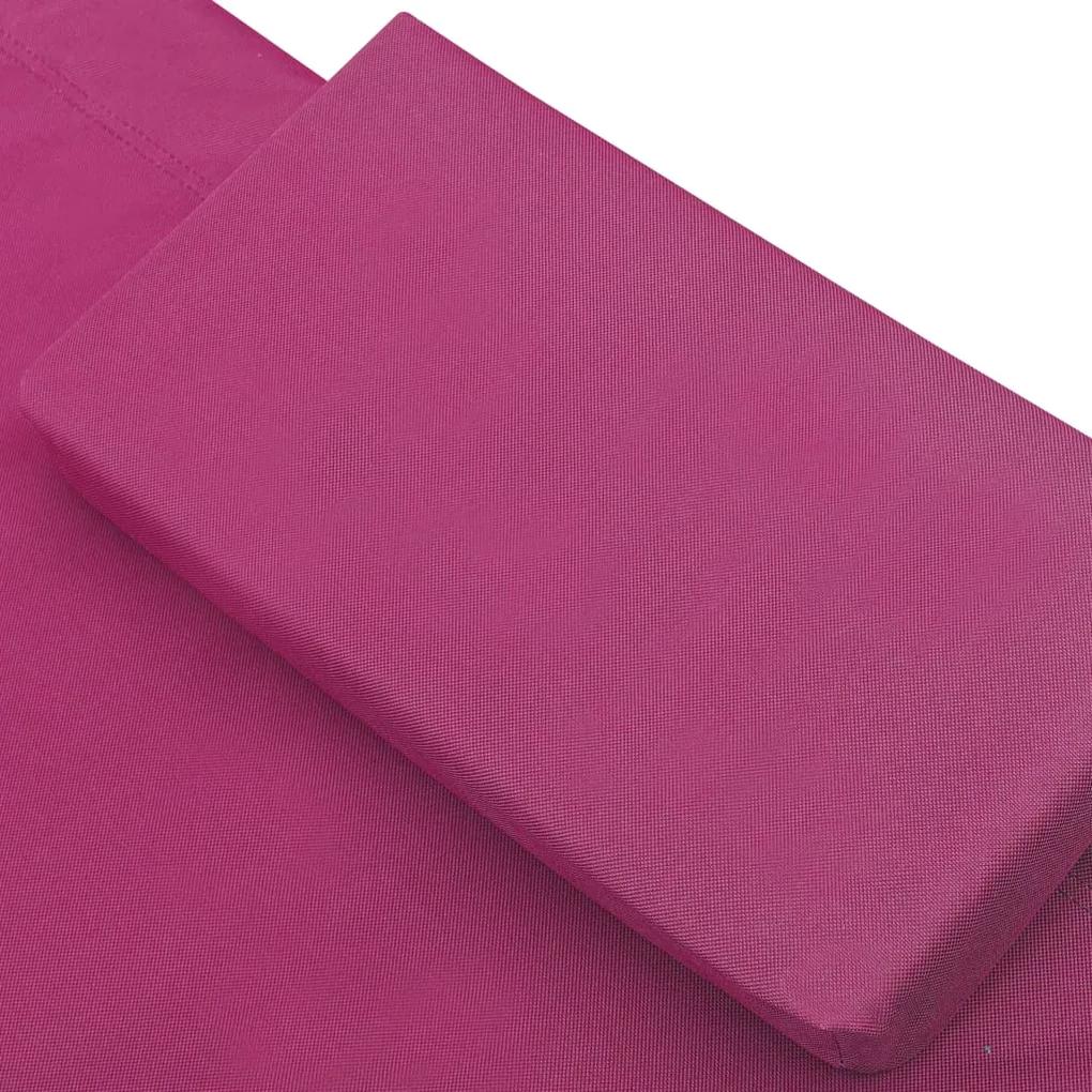 Espreguiçadeira de exterior em tecido cor-de-rosa