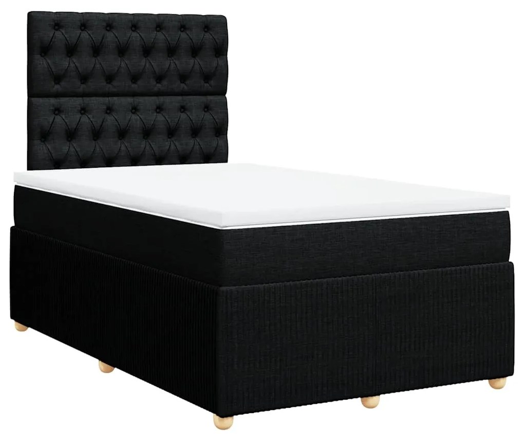 Cama com molas/colchão 120x200 cm tecido preto