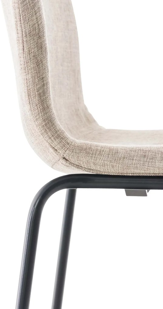 Conjunto de 2 bancos de bar Hoover em tecido e com estrutura preta 43 x 100 x 48 cm Creme