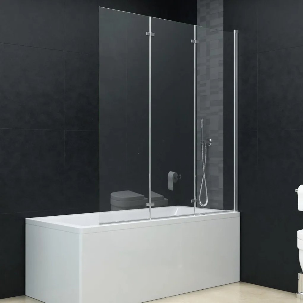 144679 vidaXL Divisória de chuveiro dobrável 3 painéis ESG 130x138 cm