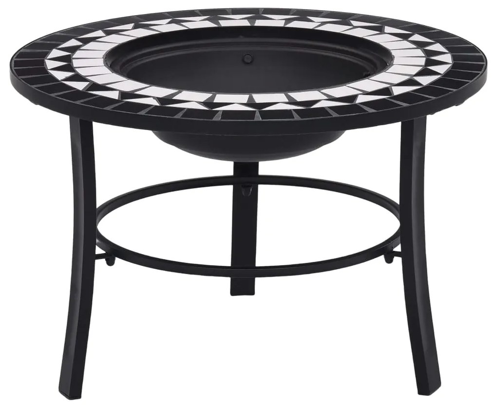 vidaXL Braseira em mosaico 68 cm cerâmica preto e branco