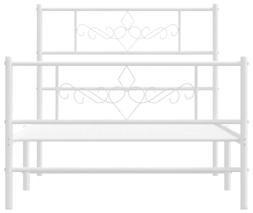 Estrutura de cama com cabeceira e pés 100x190 cm metal branco