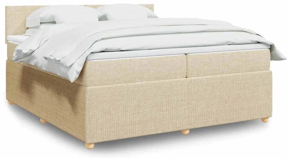 vidaXL Cama com molas/colchão 200x200 cm tecido cor creme