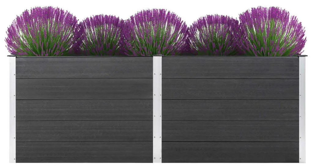 Canteiro elevado de jardim 250x100x91 cm WPC cinzento