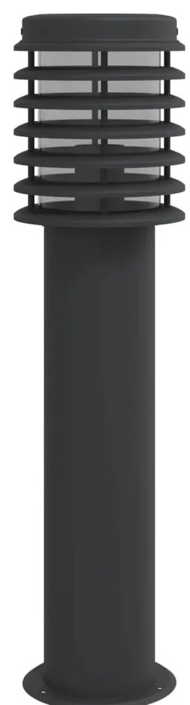 Candeeiro de chão p/ exterior c/ tomada 60 cm aço inox. preto