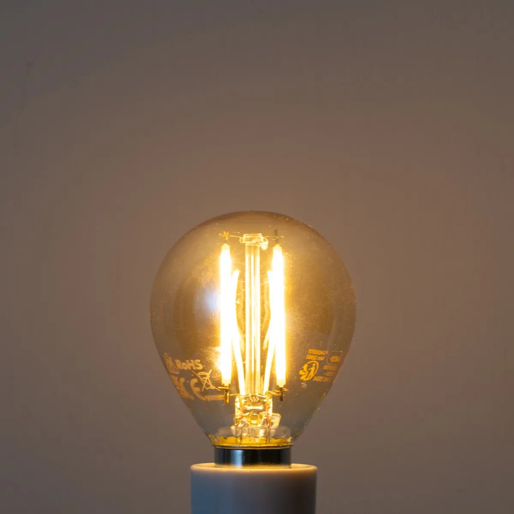 Conjunto de 5 lâmpadas LED E14 reguláveis G45 douradas 4W 330 lm 2100K