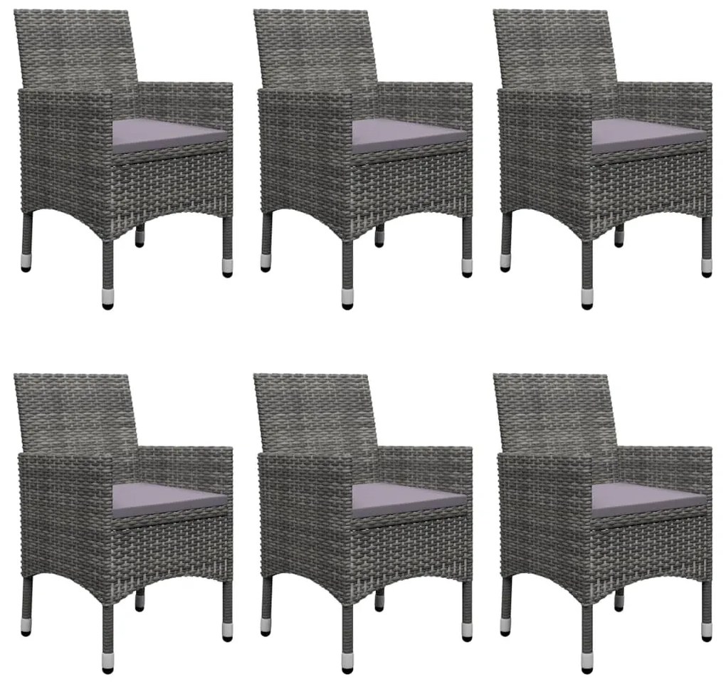 7 pcs conjunto de jantar para jardim cinzento