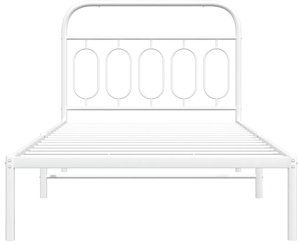 Estrutura de cama com cabeceira 100x200 cm metal branco
