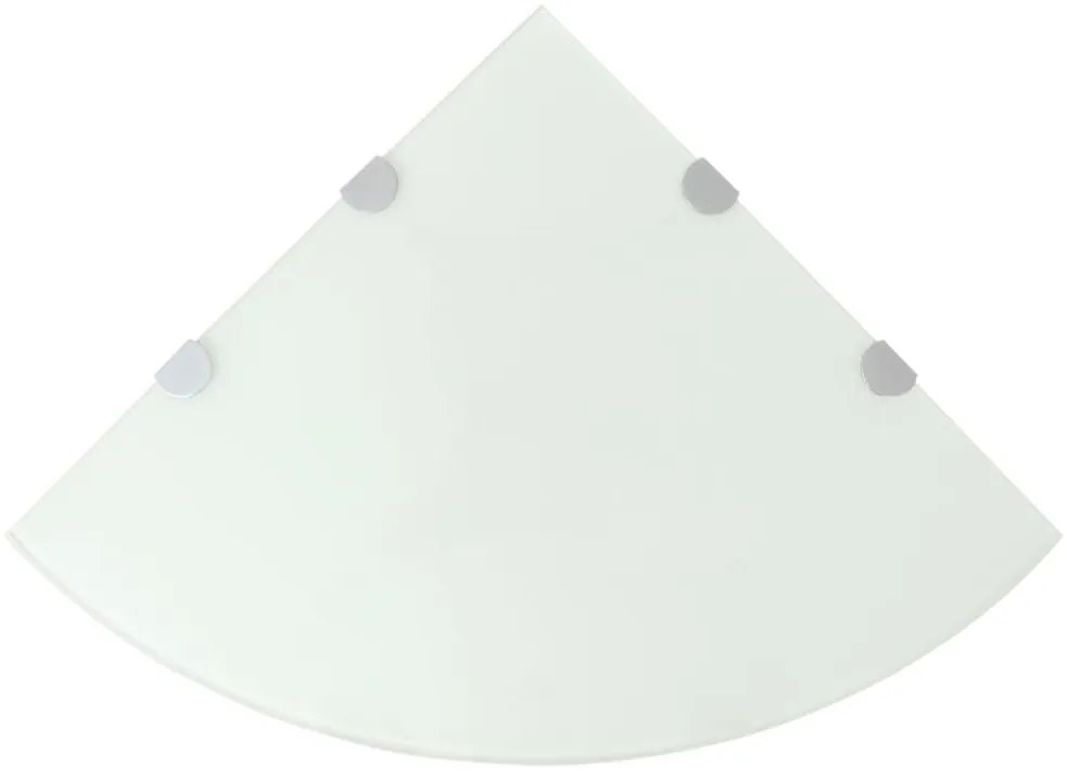 Prateleiras canto 2 pcs suportes cromados 45x45cm vidro branco