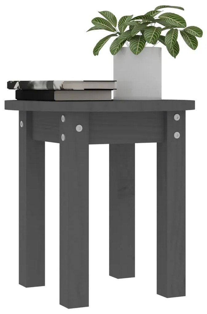 Mesa de centro Ø 35x35 cm madeira de pinho maciça cinzento