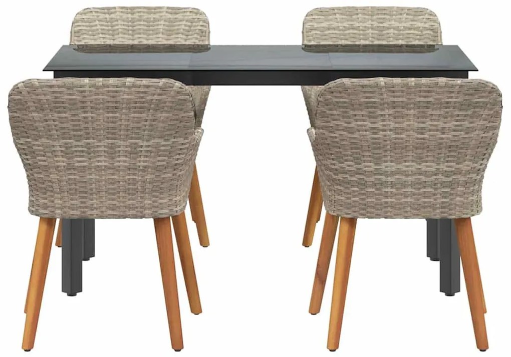 Conjunto de sala de jantar 5 pcs Cinza claro e preto