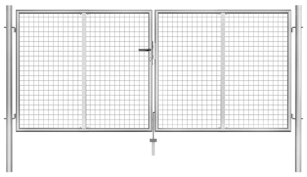 vidaXL Portão de jardim aço galvanizado 306x125 cm prata