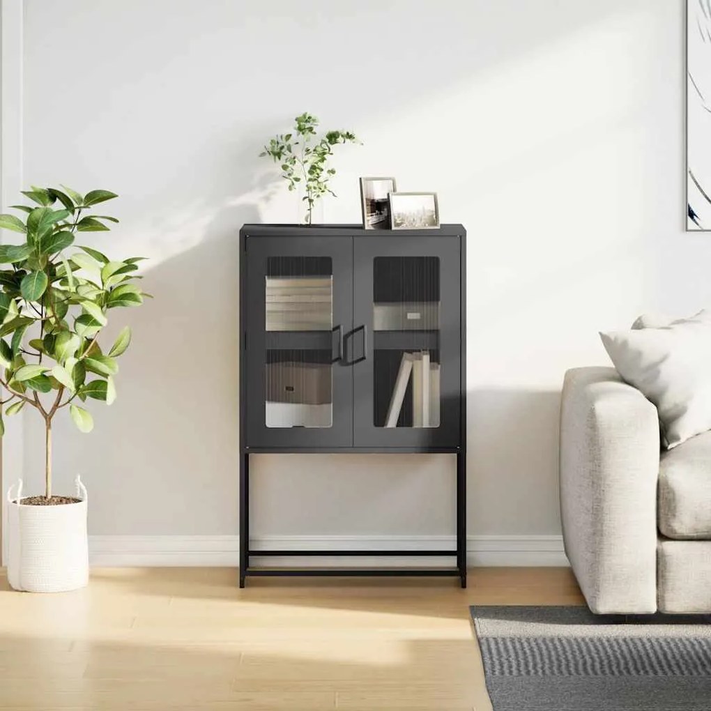 Aparador alto 68x39x107 cm aço preto