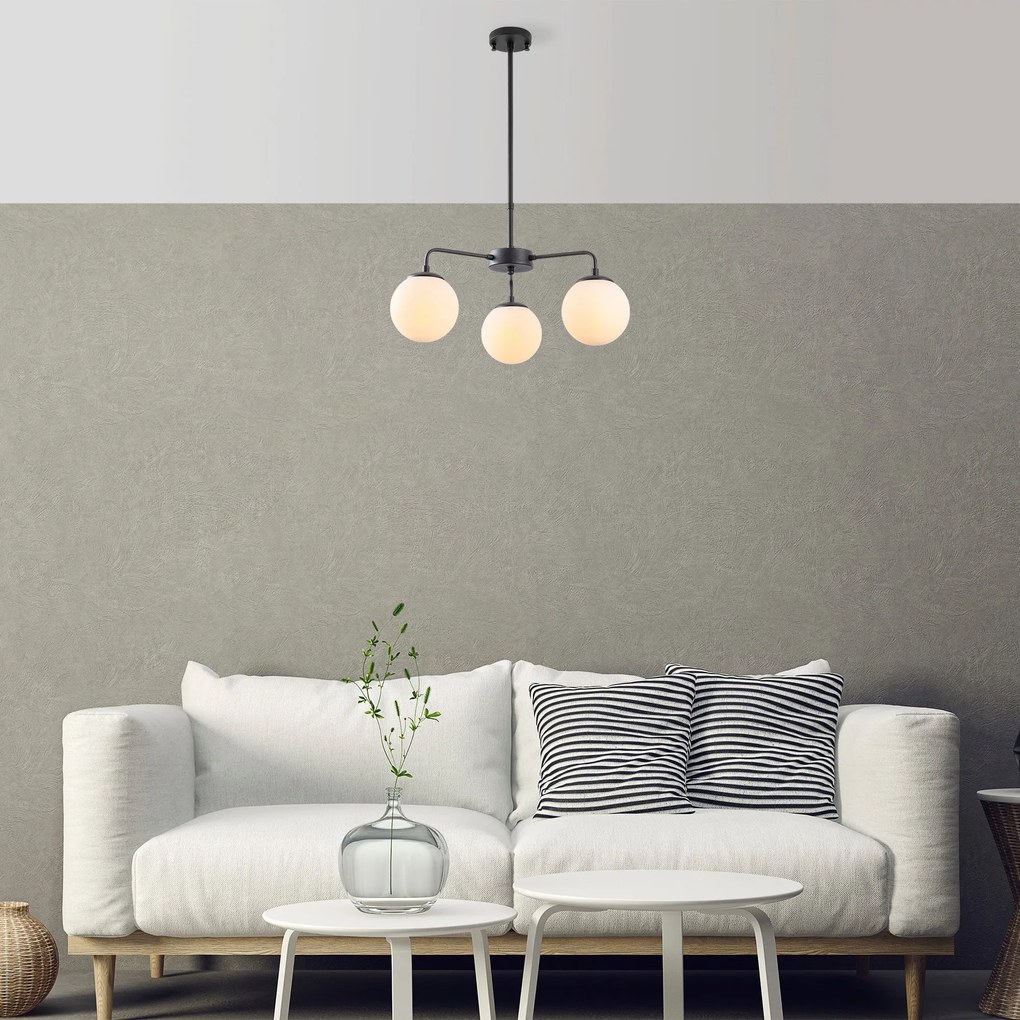 Candeeiro de Teto Viran – Preto e Creme – 56 x 56 x 43 cm