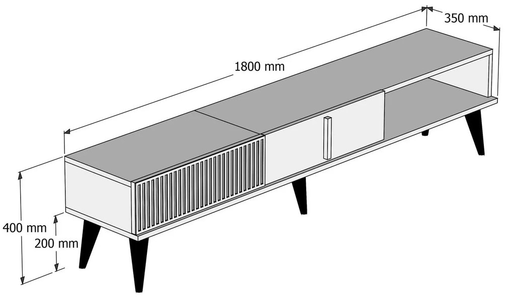 Móvel TV Milan – Nogueira/Branco – 180x40x35 cm