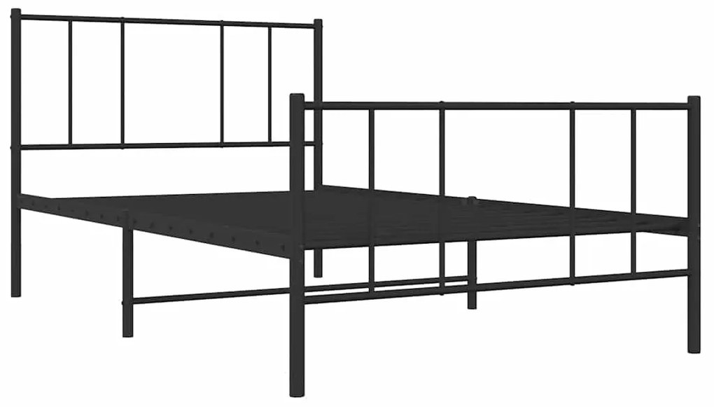 Estrutura de cama com cabeceira e pés 100x190 cm metal preto