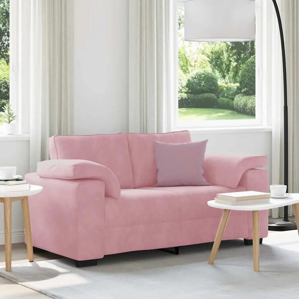 vidaXL Sofá-luvas 160x77x82 cm veludo rosa