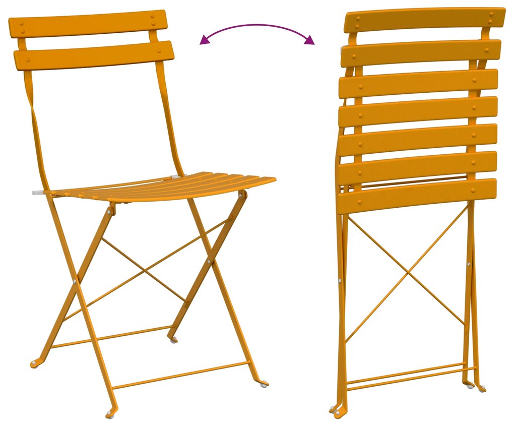 Conjunto de bistrô dobrável de 3 peças vidaXL Mostarda Amarelo Aço