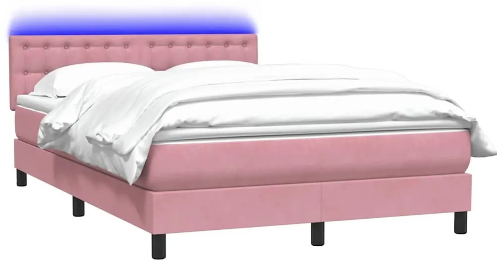 Cama com molas/colchão 140x210 cm veludo Rosa