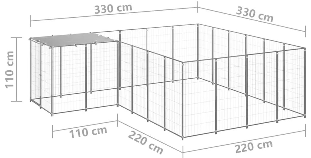 Canil 8,47 m² aço prateado