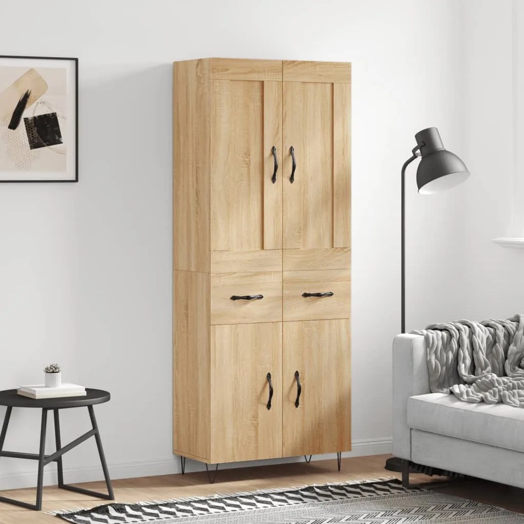 vidaXL Armário alto 69,5x34x180 cm derivados de madeira cor sonoma