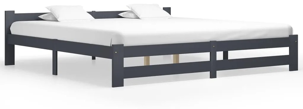 vidaXL Estrutura de cama 200x200 cm pinho maciço cinzento-escuro