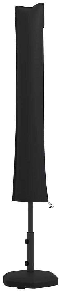 Outsunny Capa Proteção Chapéu de Sol Tecido Oxford 420D Resistente Água Fecho Correr Jardim Exterior 178x25/35 cm Preto | Aosom Portugal