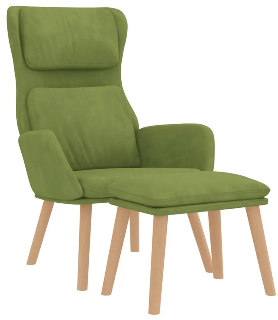 Cadeira de descanso com banco veludo verde-claro