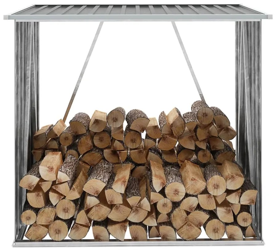 44959 vidaXL Abrigo p/ arrumação de troncos jardim aço 163x83x154cm cinzento
