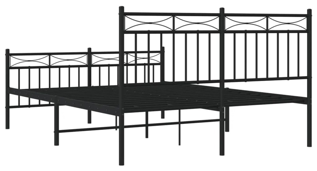 Estrutura de cama com cabeceira e pés 140x200 cm metal preto