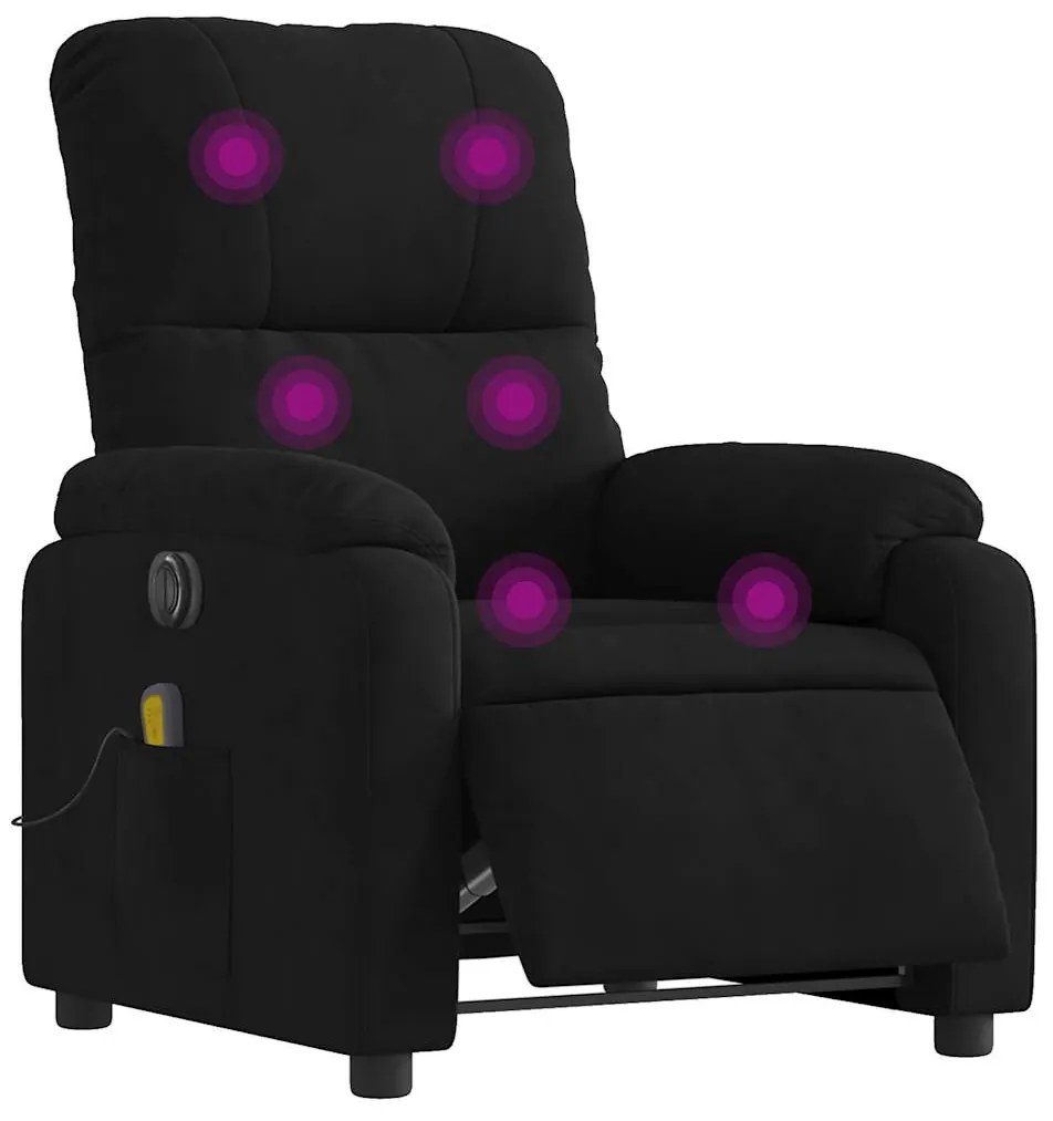 Poltrona de massagens reclinável elétrica microfibra preto