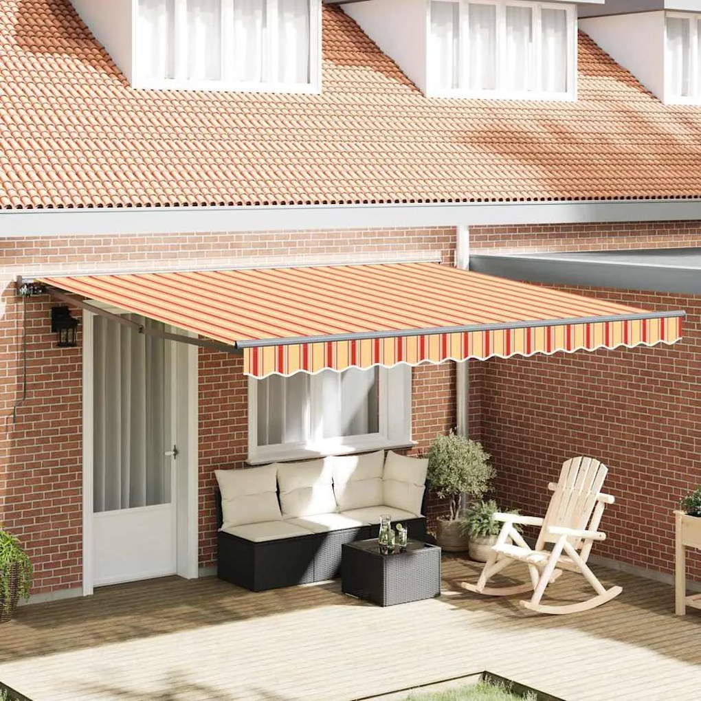 vidaXL Toldo Retrátil Amarelo e Laranja 400x300 cm Toldo de Poliéster