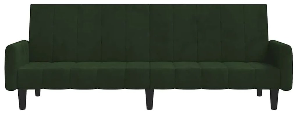 Sofá-cama de 2 lugares veludo verde-escuro