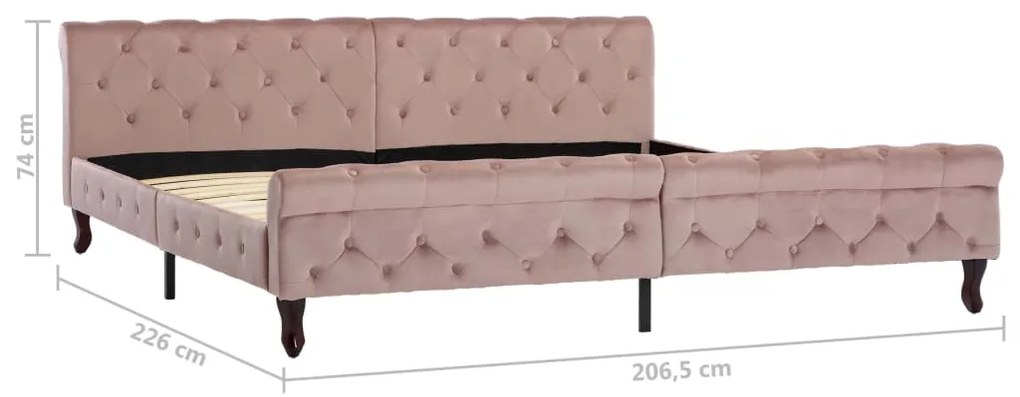 Estrutura de cama 200x200 cm veludo cor-de-rosa