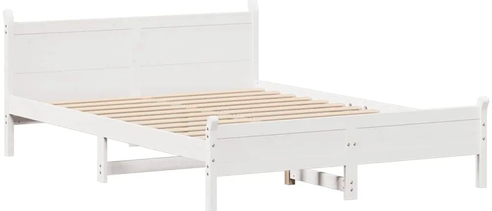 Cama sem colchão 140x190 cm madeira de pinho maciça branco