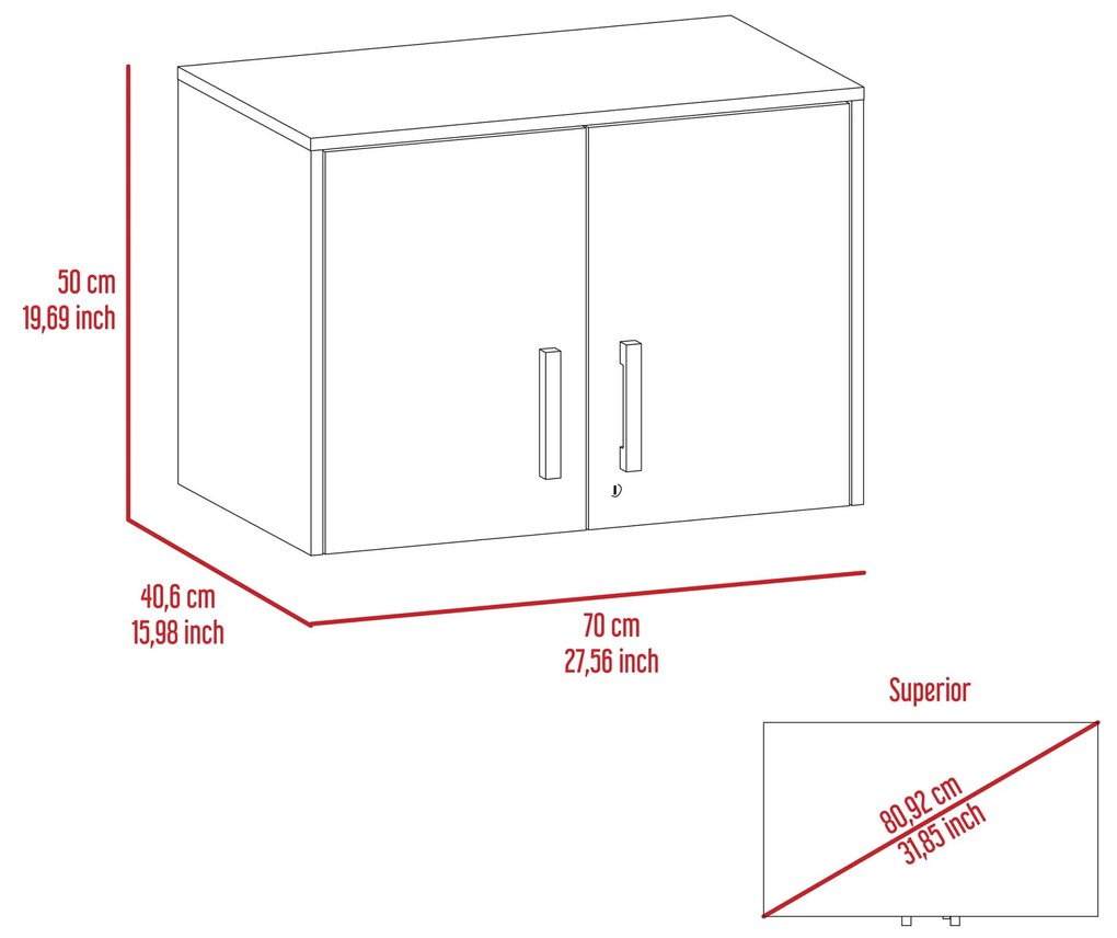 Despensa cozinha Cyrus em melamina com 3 prateleiras 50 x 70 x 40,6 cm, Preto