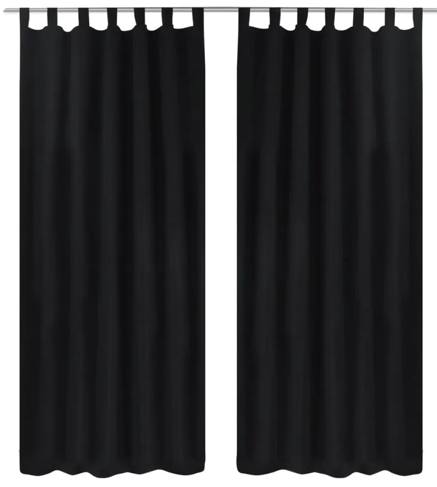 Cortinas de cetim com laços, 2 pcs, preto 140 x 175 cm