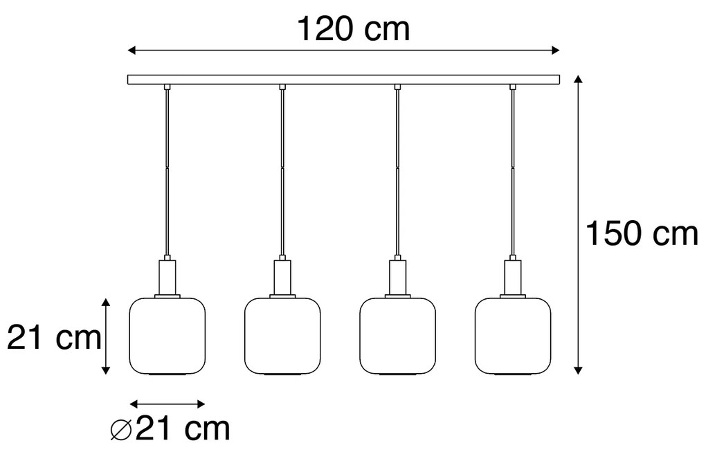 LED Candeeiro de suspensão preto com dourado e vidro fumê incl. 4 PUCC - Zuzanna Design
