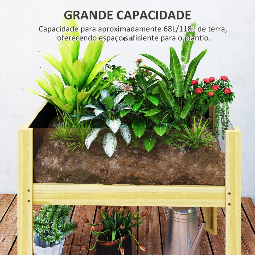 Floreira de Madeira Mesa de Cultivo com Painéis de Acrílico Floreira E