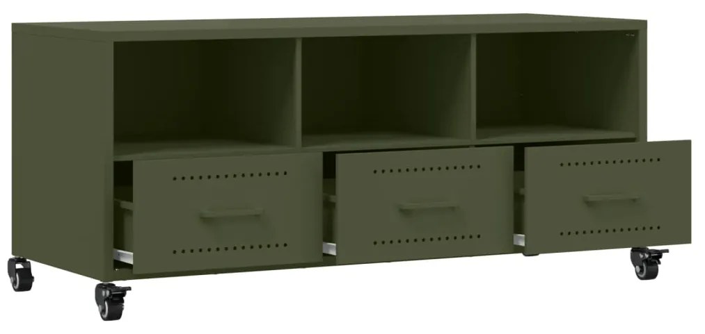 Móvel de TV 100,5x39x43,5 cm aço verde-azeitona
