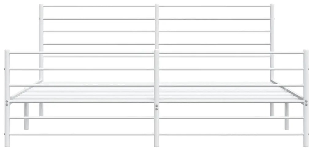Estrutura de cama com cabeceira e pés 193x203 cm metal branco